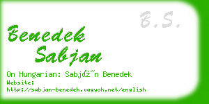 benedek sabjan business card